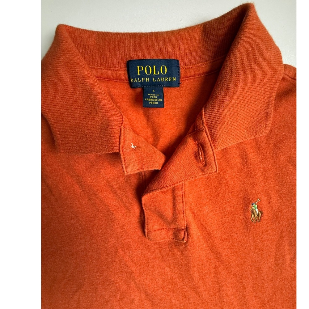 Polo Ralph Lauren Kids Orange Short Sleeve Cotton Polo Shirt Size 4 - Picture 2 of 8